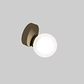 Modern Wall Lamp Design With Brass Circular Base And White Spherical Shade 3d model