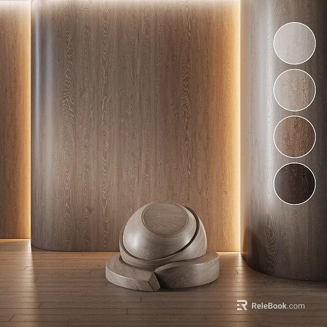 Sculptural Stacked Wooden Components With Curved Texture Circular Elements In Warm Lighting 3d model 