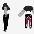 Traditional Themed Clothing Set With Dragon Design Mesh Sleeves And Colorful Pants
