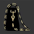 Black Leather Crossbody Bag With Gold Chain And W Logo Design