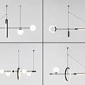 Modern Chandelier Lighting Designs Featuring Circular Bulbs And Geometric Metal Frames 3d model