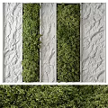 Vertical Greenery Wall With Textured White Walls And Lush Foliage