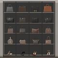 Stylish Handbags in Different Colors and Styles Neatly Arranged on Multiple Shelves