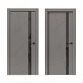 Modern Gray Flush Doors with Geometric Patterns and Black Frames Handles 3d model