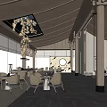 Modern Leisure Area Featuring Wooden Ceiling Skylight Pendant Lights Round Decor And Large Windows