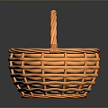 Orange Woven Oval Shaped Basket with Handle for Home Storage Organizing