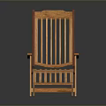 Wooden Lounge Chair With Slatted Backrest And Comfortable Footrest Design