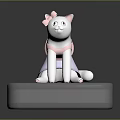 Cute White Cartoon Cat With Pink Ears Sitting On Robotic Vacuum Cleaner
