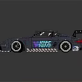 Pixel Style Race Car With Body Graphics And Rear Spoiler Design
