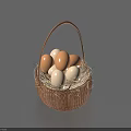 Practical Wicker Basket Holding White And Brown Eggs In Straw For Daily Use