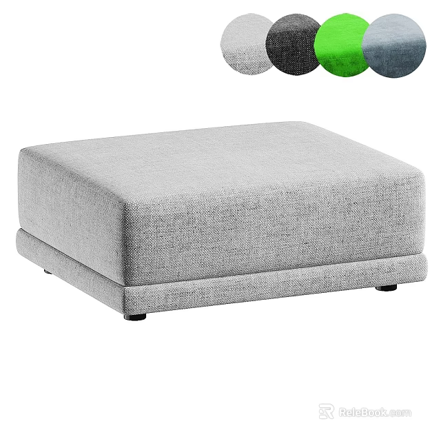 Modern Square Linen Fabric Ottoman With Various Colors For Living Room Decor 3d model 