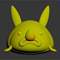Pink Round Cartoon Character And Creature With Yellow Hat Black Ears Big Nose Design