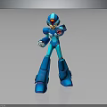 Blue Robot Character 3D Model With Red Accents And Mechanical Armor Design