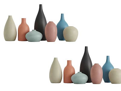 Ceramic Vases and Jars Featuring Various Colors and Different Shapes for Home Decoration 3d model