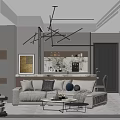 Modern Living Dining Room Interior With Sofa Coffee Table And Dining Table Chairs