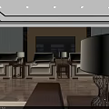 Modern Lounge Area Interior With Comfortable Sofas Side Tables Lamps And TV 3d model