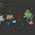 Various Types of Trees With Fruits Different Sizes Shapes Gray Background Reflective Ground