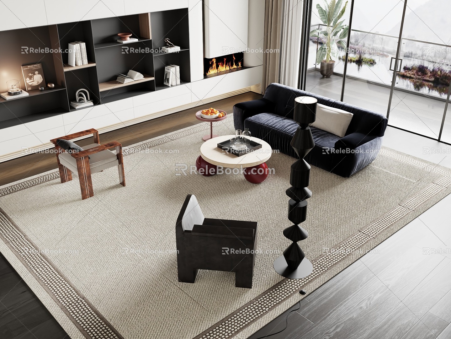 Sofa coffee table combination 3d model