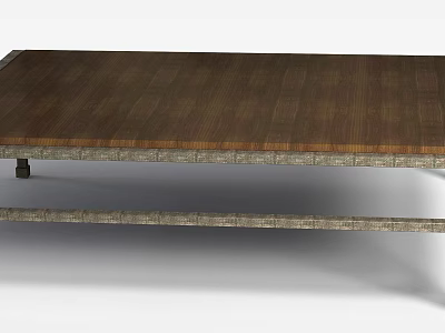 Tech Exhibition Hall Display Table With Wooden Top And Metal Frame 3d model