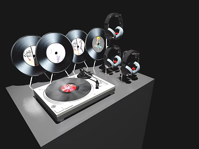 Record Player Music Box Record Headset 3d model