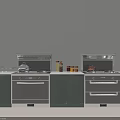 Modern Open Kitchen Interior Design With Island Counter And Appliances 3d model