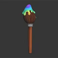 Decorative Wooden Handle Household Item With Colorful Dripping Top For Daily Use