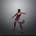 Woman In Elaborate Armored Outfit Wielding Sword With Dynamic Shattering Effects