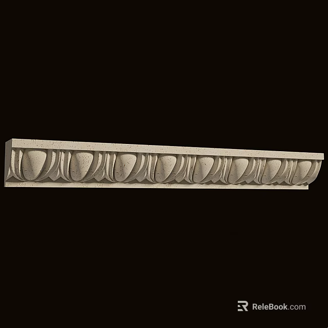 Intricate Carved Decorative Cornice With Ornate Leaf Patterns And Smooth Finish 3d model 