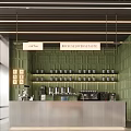 Café Interior With Green Tiled Walls Hanging Coffee Roast Development Lab Signs Counter Coffee Machines