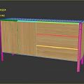 Wooden Sideboard with Minimalist Design Featuring Cabinets and Drawers on Slim Legs