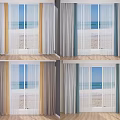 Seaside Window Curtains With Light Filtering Design And Elegant Beach View 3d model