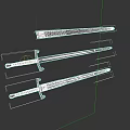 Three Medieval Swords With Metal Blades And Decorative Handles On Black Background