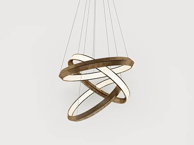 Modern Intertwined Circular Ring Chandelier With Brown And White Illuminated Design 3d model