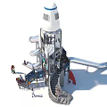 Fun Multi Level Rocket Shaped Garden Ornament With Slide And Play Platforms 3d model