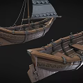 Traditional Handcrafted Wooden Sailing Boat With Carved Hull And Sail Design
