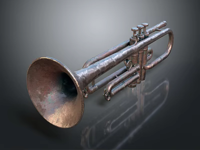 Vintage Copper Commercial Horn Equipment With Rustic Finish And Classic Design 3d model