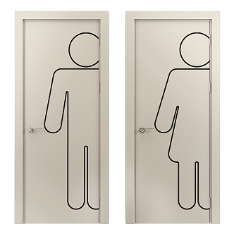 Public bathroom door 3d model