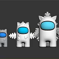 Three Different Sizes White Game Movie Characters With Blue Eyes And Snowflake Decorations