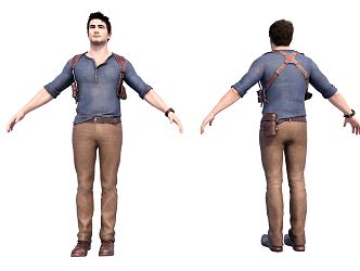 Modern Men's Plainclothes 3d model