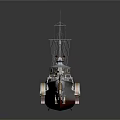 Vintage Warship Model With Multiple Turrets Red Bottom And White Hull Structure 3d model