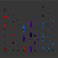 Colorful Cosmic Aerospace Components Including Rocket Satellite And Probe Models