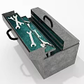 Durable Open Gray Toolbox With Neatly Arranged Hardware Tools And Wrenches 3d model