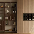 Contemporary Wooden Display Shelf With Open Compartments For Decorative Items And Books
