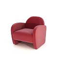Modern Red Single Sofa With Curved Armrests Compact Design And Soft Upholstery 3d model
