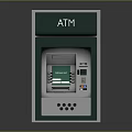 Green And White ATM Machine Featuring Modern Design With Digital Screen Card Slot And Keypad