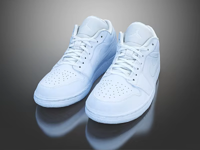 White Casual Sneakers With Minimalist Design And Comfortable Low Top Style 3d model
