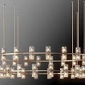 Modern Multi Tiered Chandelier With Golden Frame And Glass Light Fixtures