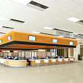 Efficient Modern Service Hall With Service Counters Digital Screens And Waiting Seats 3d model