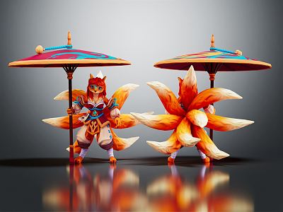 Modern game character Nine Tail Fox Nine Tail Fox Mage 3d model