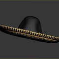 Traditional Mexican Sombrero With Black Crown And Gold Geometric Decorative Edge